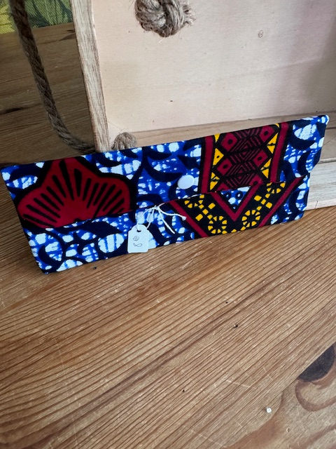 Etui à lunettes bleu bordeaux jaune